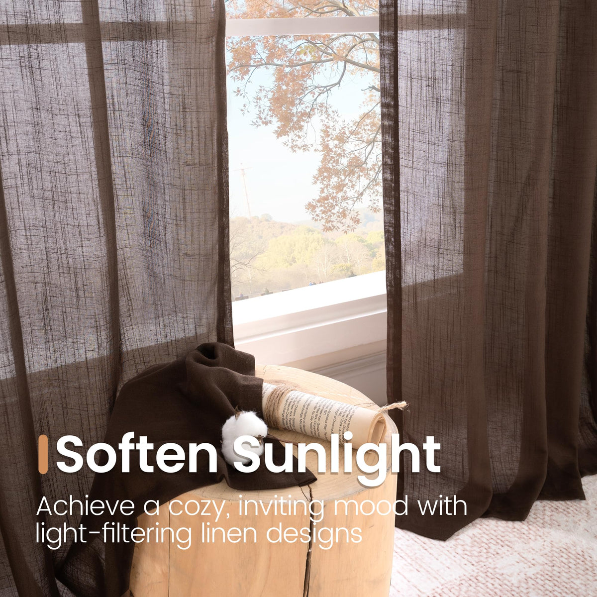BGment brown linen panels suit kitchen, living room, bedroom, and more.