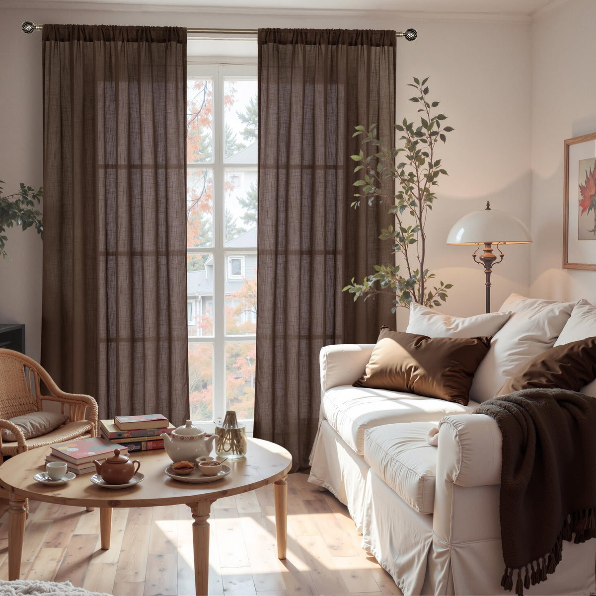 BGment textured weave curtains add warmth and farmhouse charm to dining rooms.