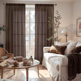 BGment textured weave curtains add warmth and farmhouse charm to dining rooms.