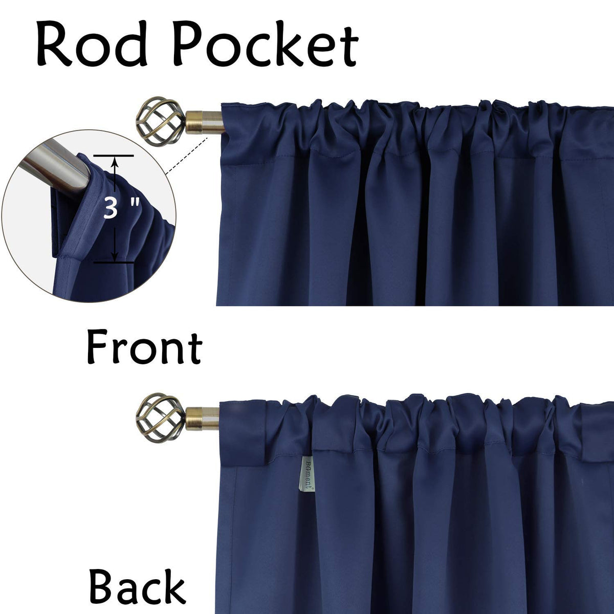 BGment curtains back tab and rod pocket for flexible mounting and easy installation