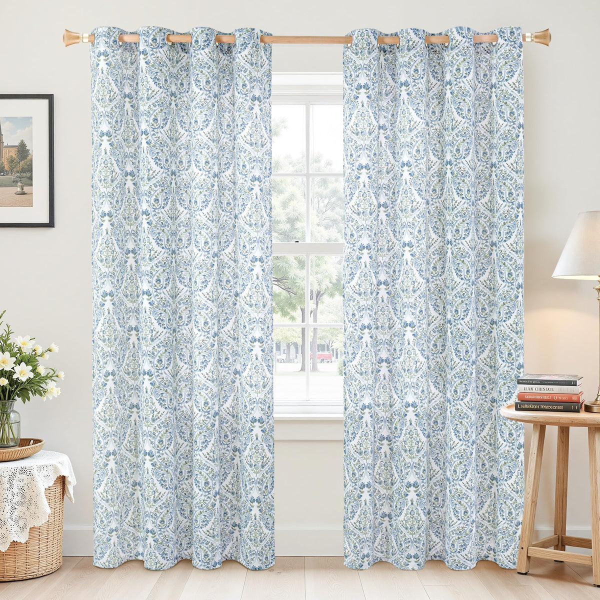 BGment curtains in a dining room setting with soft, ambient light.