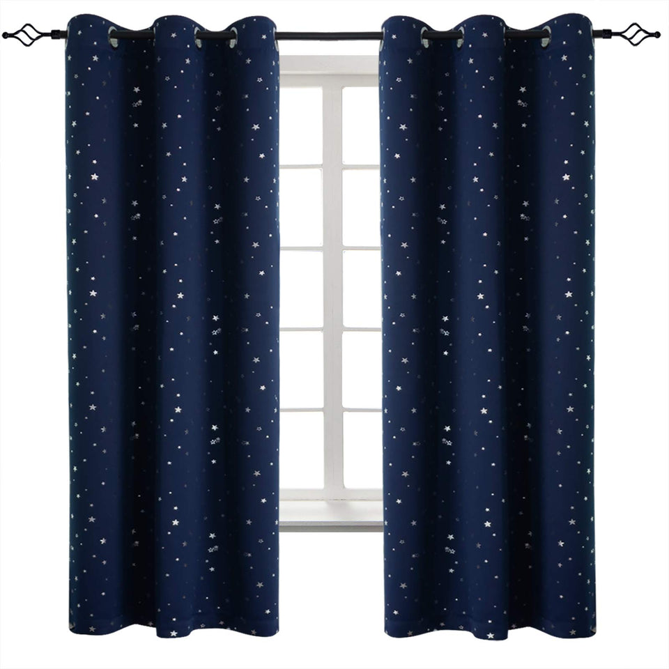 BGment star-pattern navy curtain panel blocks light for daytime naps