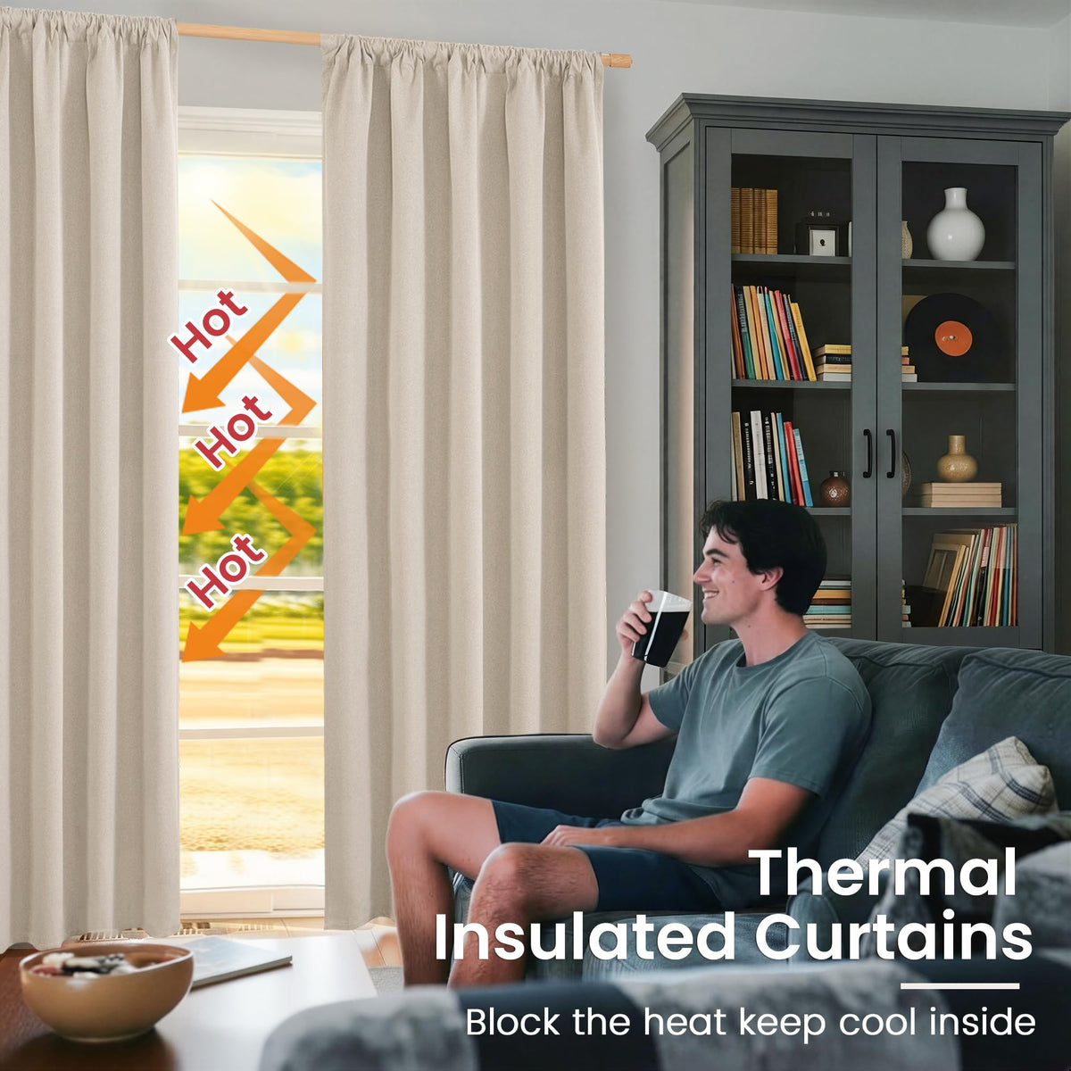 BGment linen blackout curtains thermal insulation helps cooler interiors in summer.