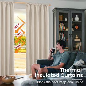 BGment linen blackout curtains thermal insulation helps cooler interiors in summer.