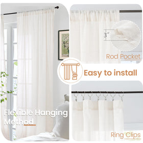 BGment linen curtains living room ambience offers rustic charm with gentle light.