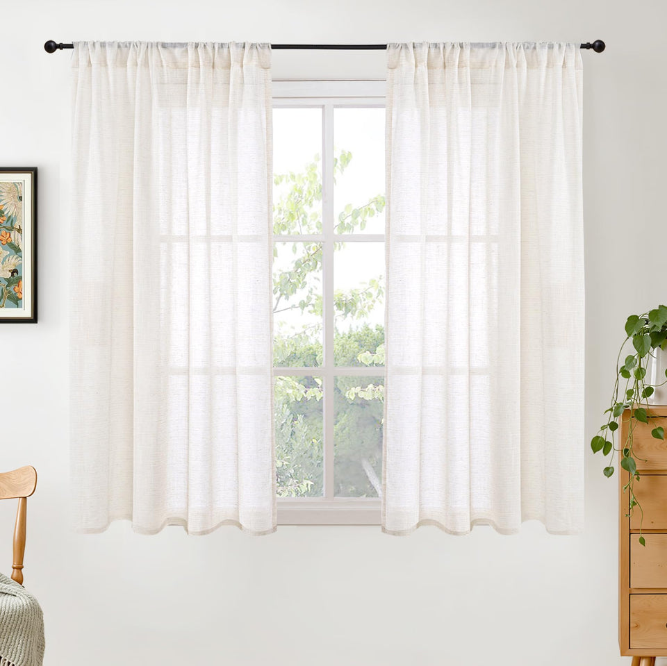 BGment linen curtains with natural texture add warm, breathable atmosphere to living room scenes.