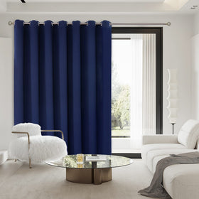 BGment navy-blue curtain with silver grommets offers easy sliding and a polished hardware look.
