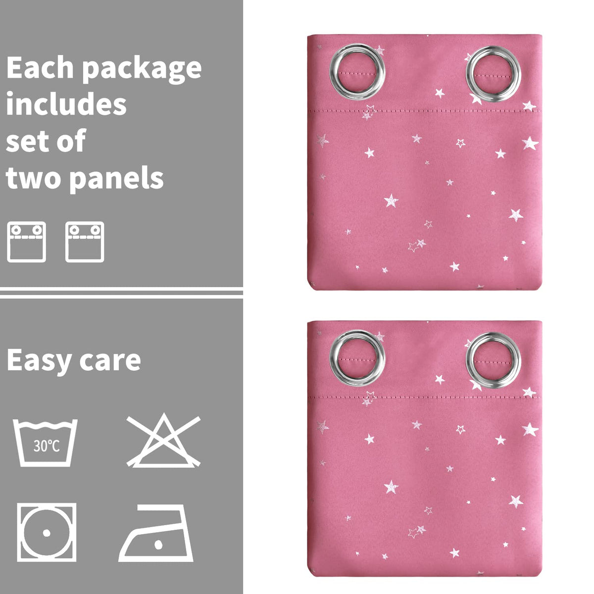 BGment Pink Star Curtains add cute decor to a kids’ room
