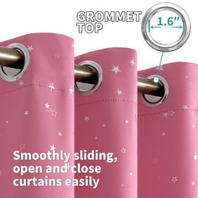 BGment Pink Star Curtains grommets provide easy hanging and smooth sliding