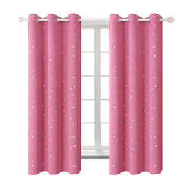 BGment Pink Star Curtains panel 1 showcases shimmering stars for kids’ room