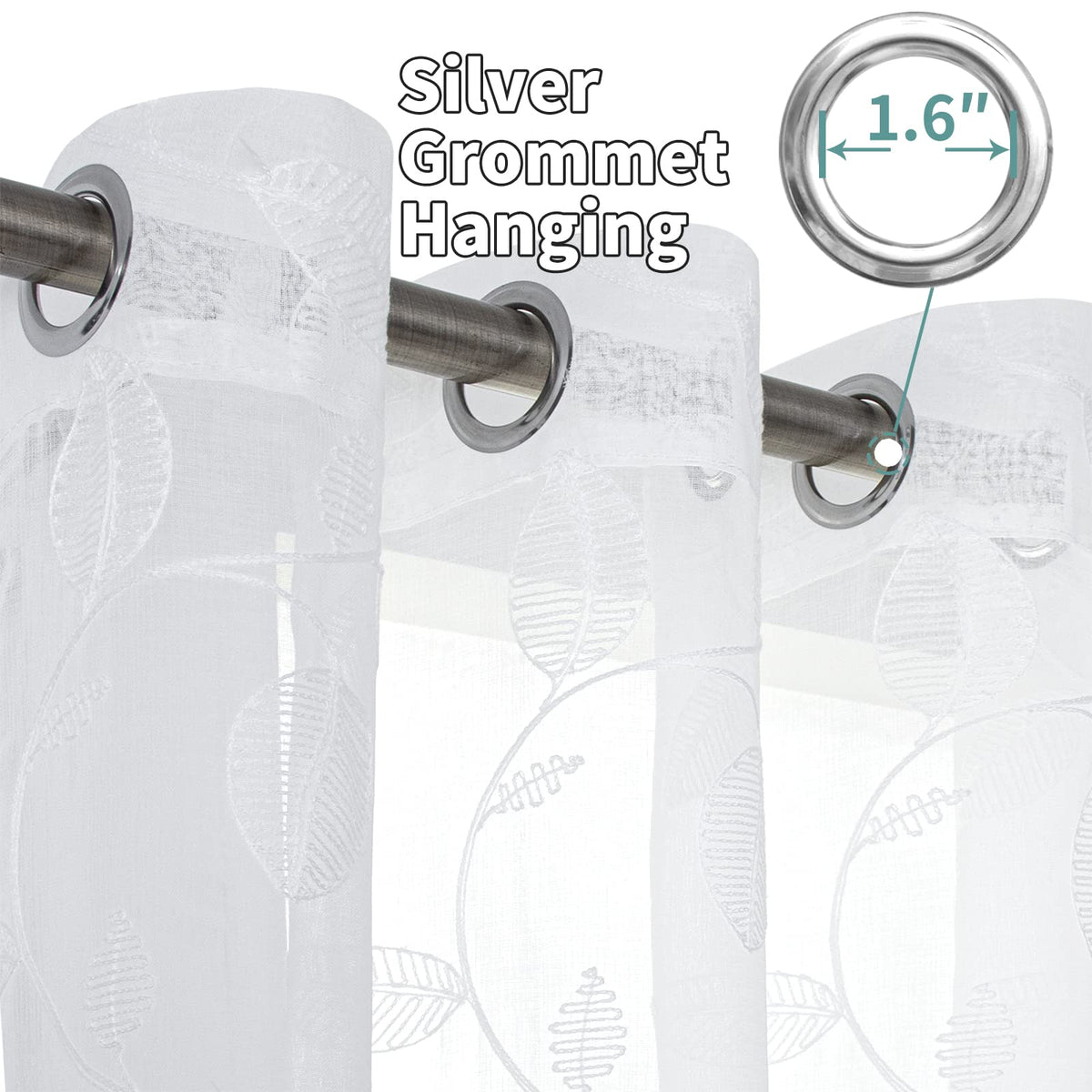 BGment curtains feature silver metal rings for smooth sliding.