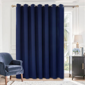BGment sliding door curtain 100-inch wide in navy provides private space and light control.