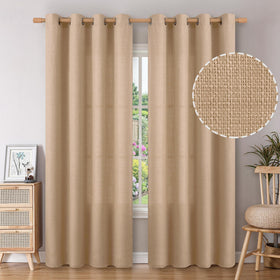 BGment tan curtains 84-inch panel with soft light filtering for living room ambience.