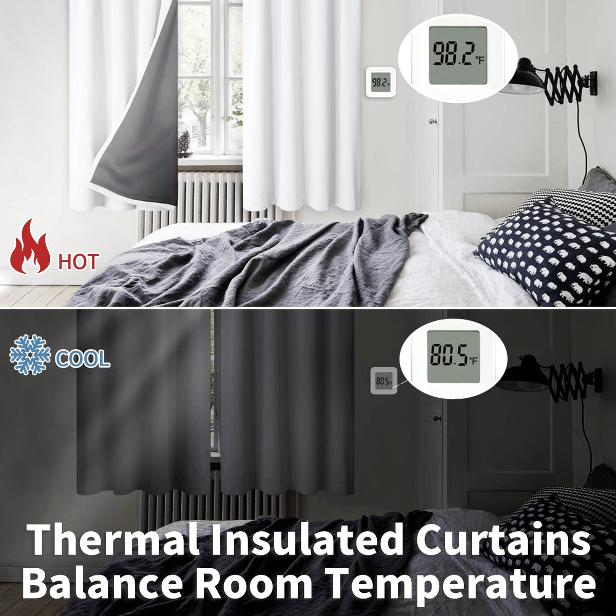 BGment thermal insulated curtains, close-up view of inner lining for energy efficiency.