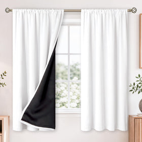 BGment white blackout curtains, 63-inch long, ideal for a restful bedroom.