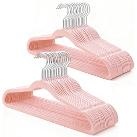 BGRQRIQ pink velvet hangers 30-pack for space-saving closet organization