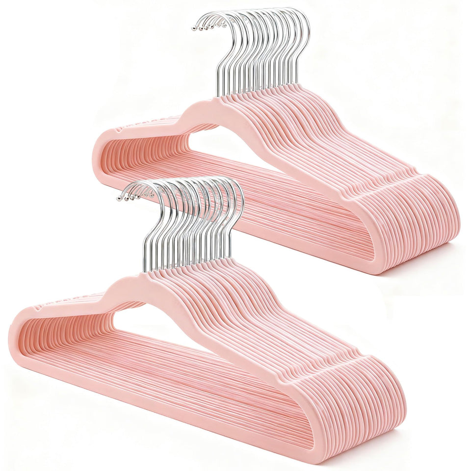 BGRQRIQ pink velvet hangers 30-pack for space-saving closet organization