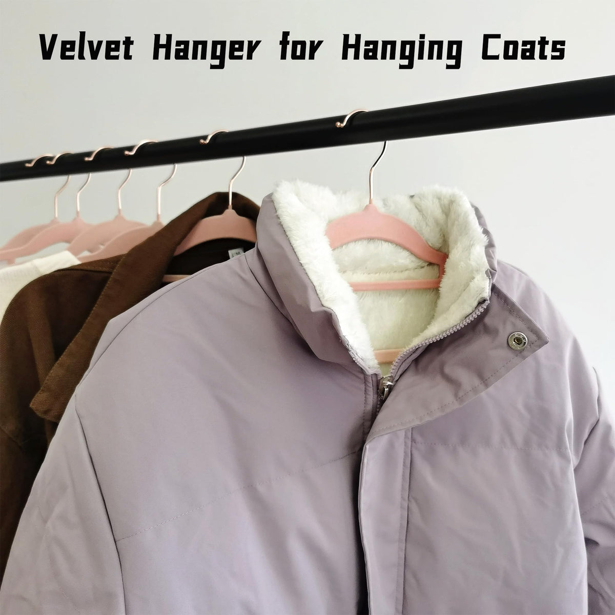 BGRQRIQ pink velvet hanger supports coats up to 18 pounds.
