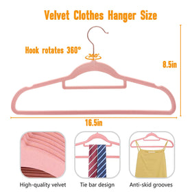BGRQRIQ pink velvet hanger reduces slipping on blouses.