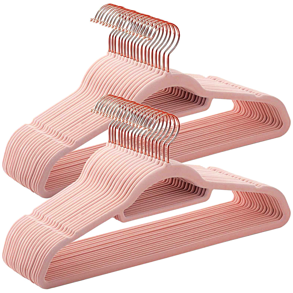 BGRQRIQ pink velvet hanger with rose-gold hook for a luxurious, non-slip closet upgrade.