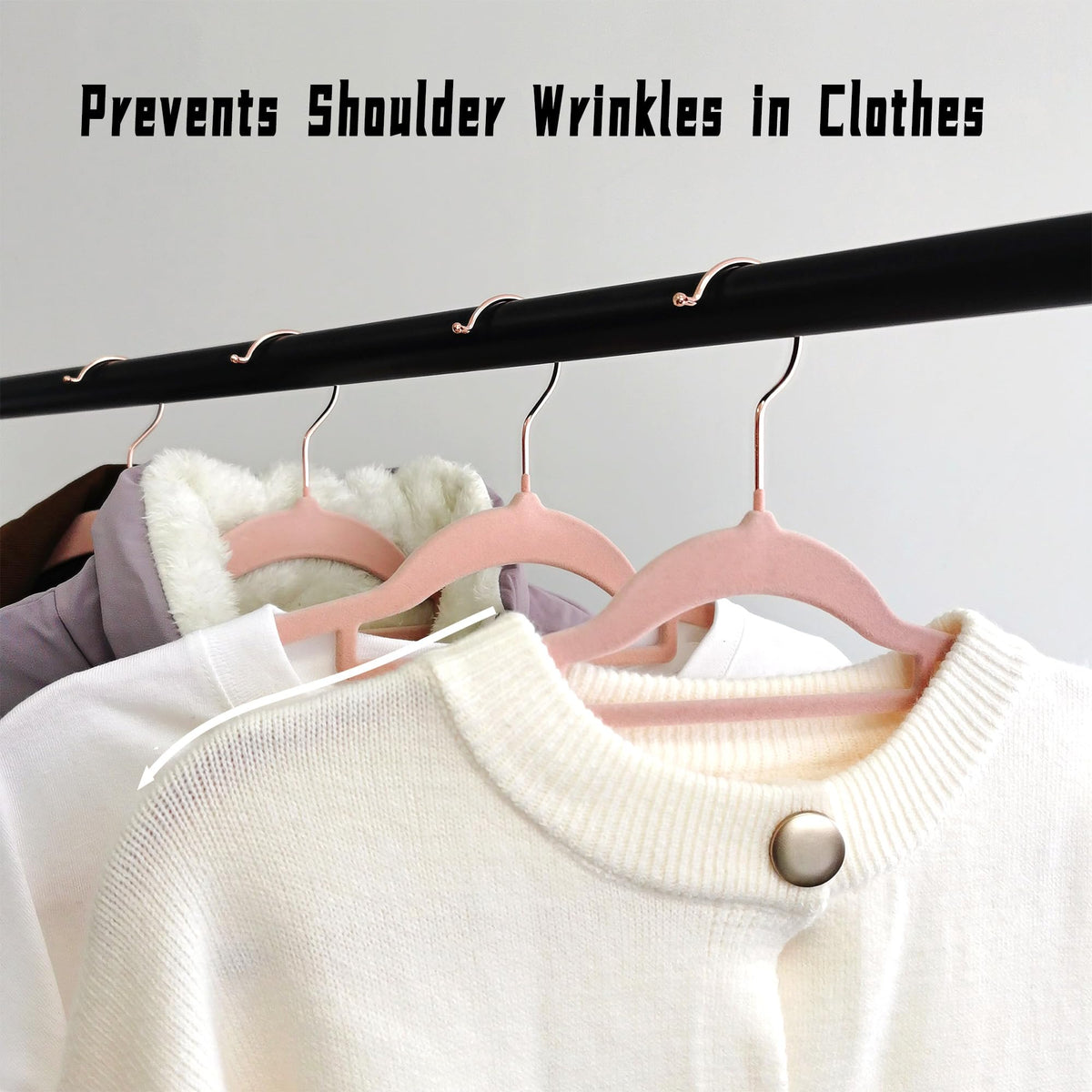 BGRQRIQ pink velvet hanger with grooves for delicate straps.