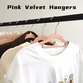 BGRQRIQ velvet hangers with tie bar for coats and shirts.
