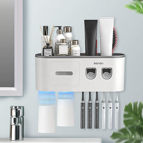 BHeadCat toothbrush holder wall-mounted with 6 slots keeps brushes organized and accessible.