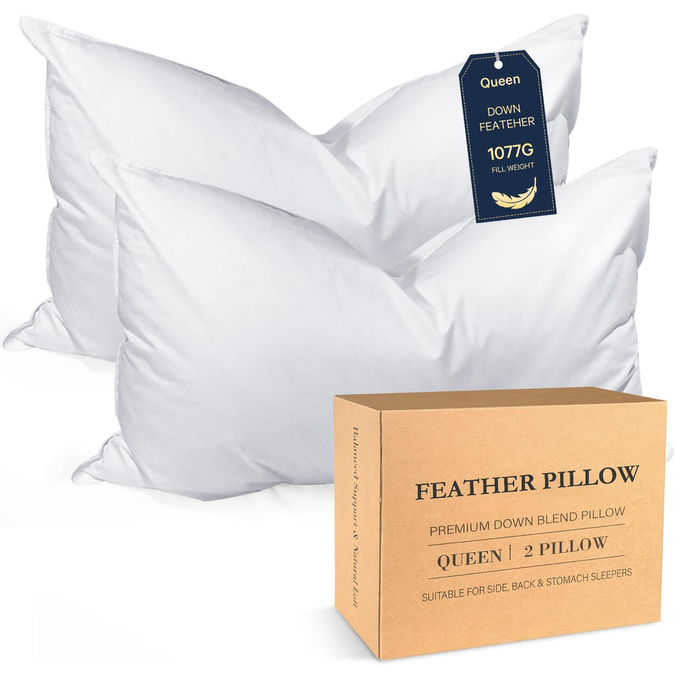 BHZ goose down pillows queen set 2 loft and fabric – plush, durable comfort.