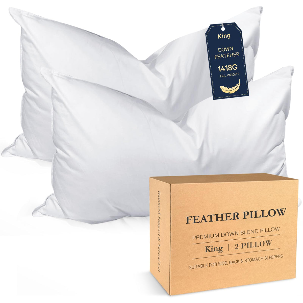 BHZ king-size pillow 2-pack in a luxurious bed for plush, supportive sleep.