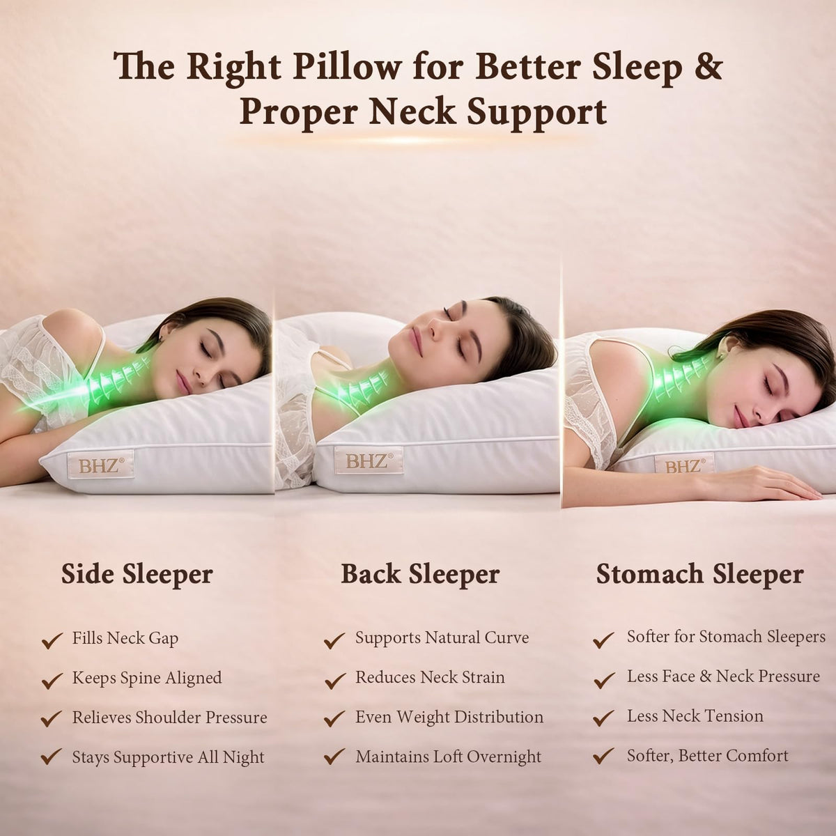 BHZ packaging box showcases gift-ready pillows in elegant presentation.