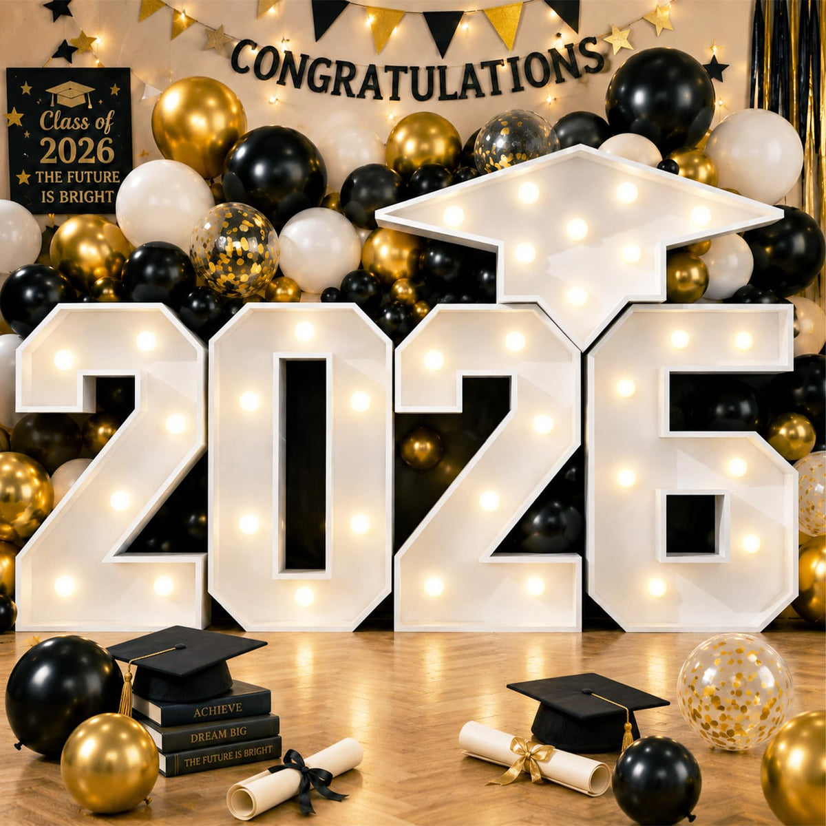 Biapian marquee 2026 numbers frame for a bold graduation display