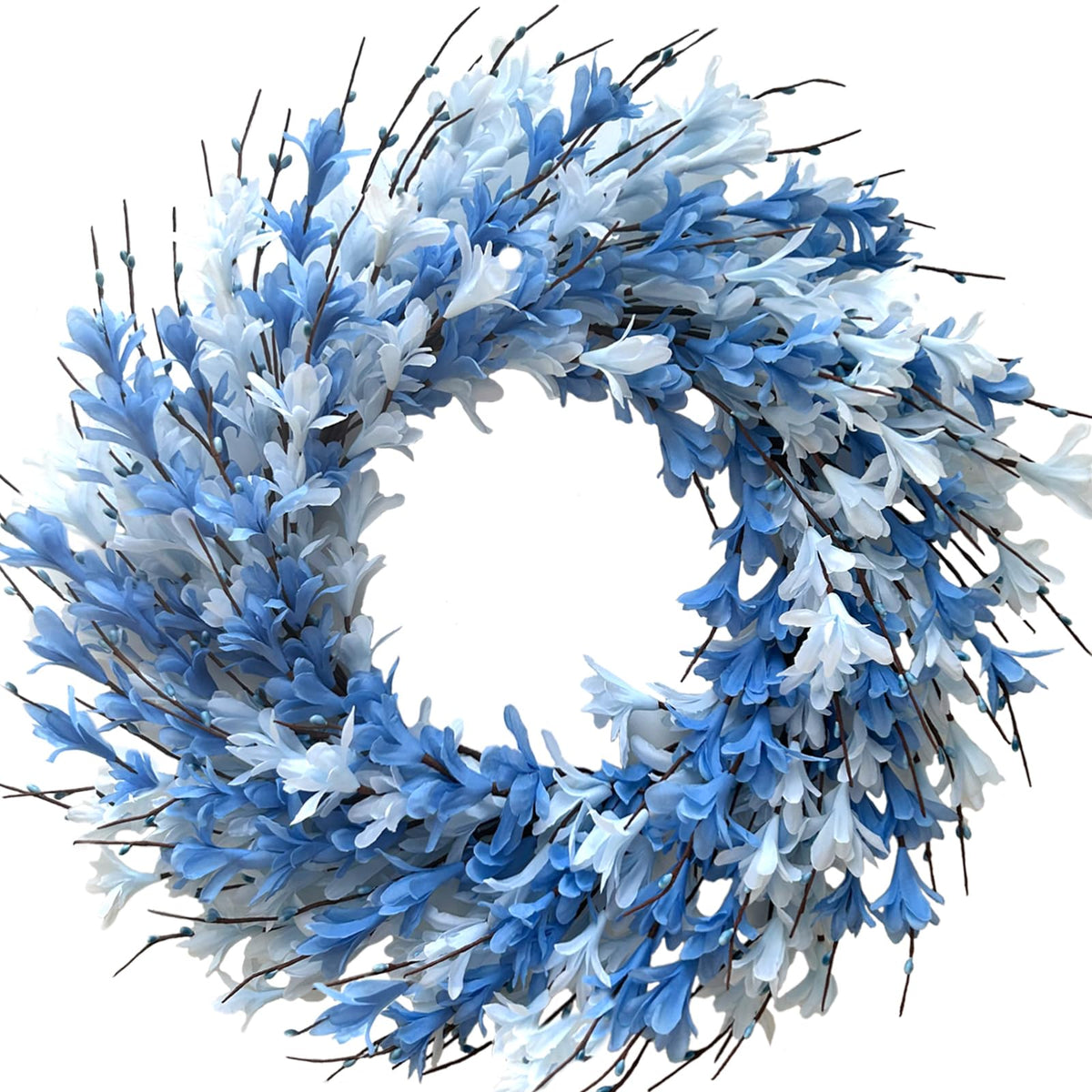 Bibelot 22inch artificial forsythia wreath on front door adds year‑round charm