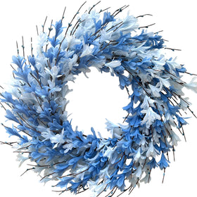 Bibelot 22inch artificial forsythia wreath on front door adds year‑round charm