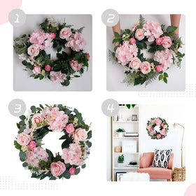 Bibelot 20-inch wreath perfect for entryways and walls with romance.