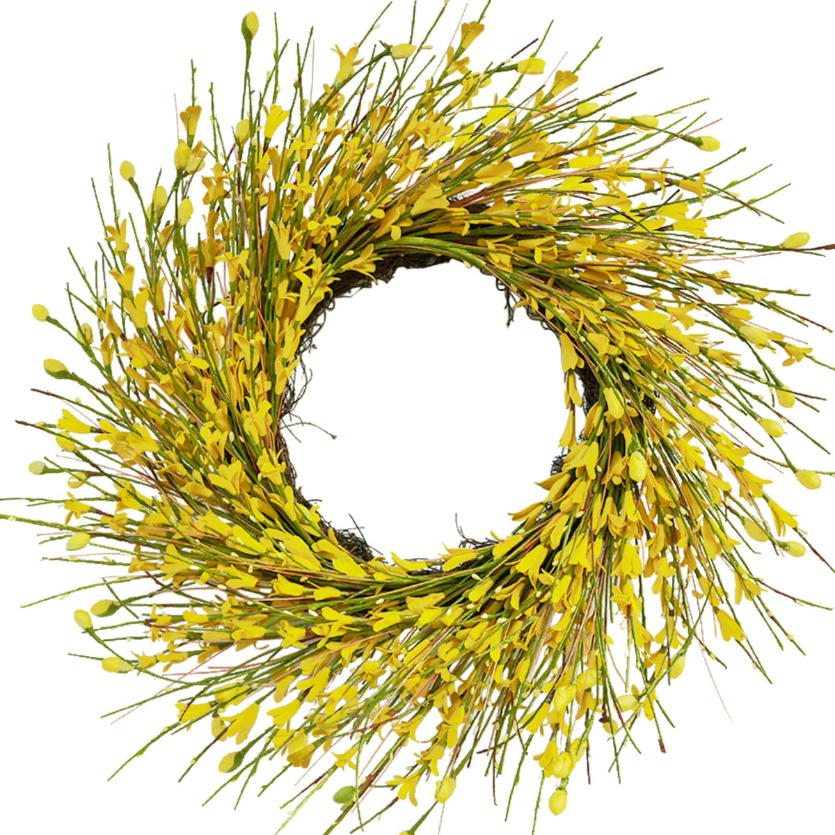 Bibelot 20-inch Forsythia wreath on front door adds year-round curb appeal.