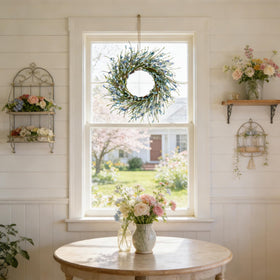 Bibelot Forsythia wreath blue window decoration brightening living spaces