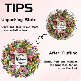 Bibelot handcrafted durable wreath stays vibrant with minimal maintenance.