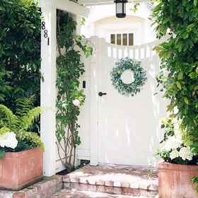 Bibelot indoor-outdoor wreath suitable for porch and living spaces.