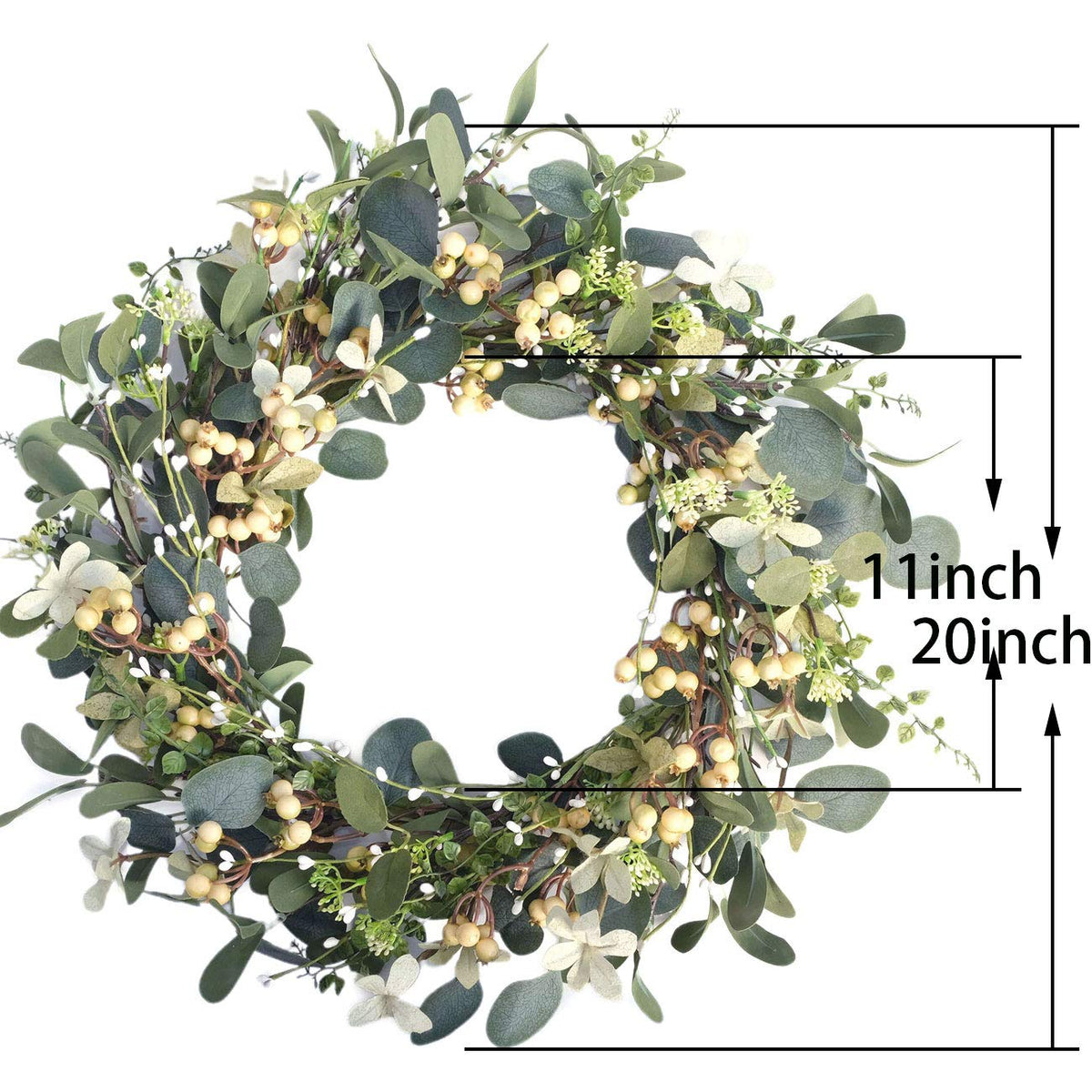 Bibelot wreath with iron-ring base for durable hanging.
