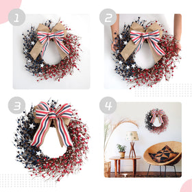 Bibelot star-accented wreath with burlap bow for Independence Day celebrations.