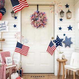 Bibelot Red white blue burlap ribbon wreath adds festive charm