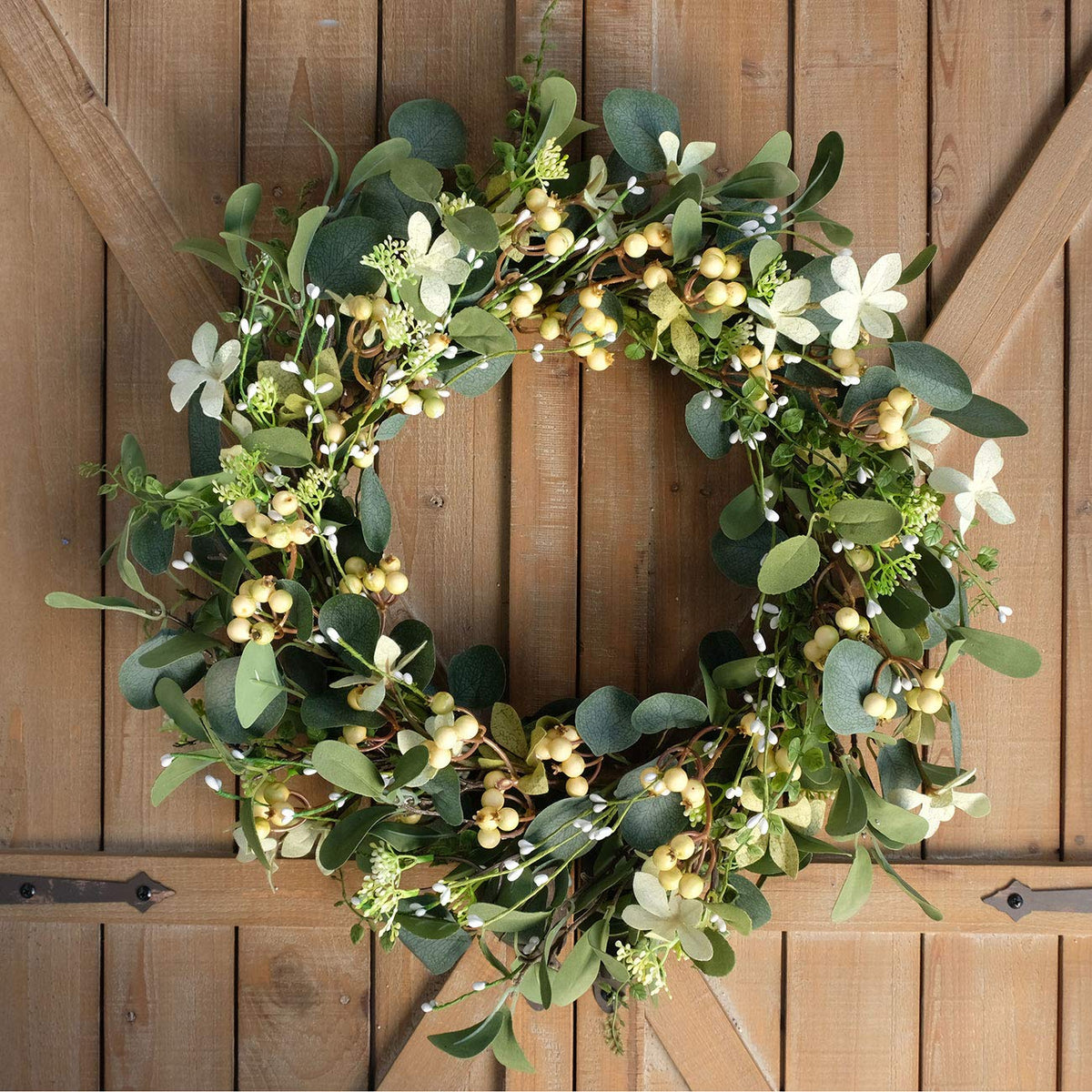 Bibelot eucalyptus wreath ideal for weddings and parties as decor.