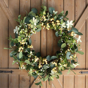 Bibelot eucalyptus wreath ideal for weddings and parties as decor.