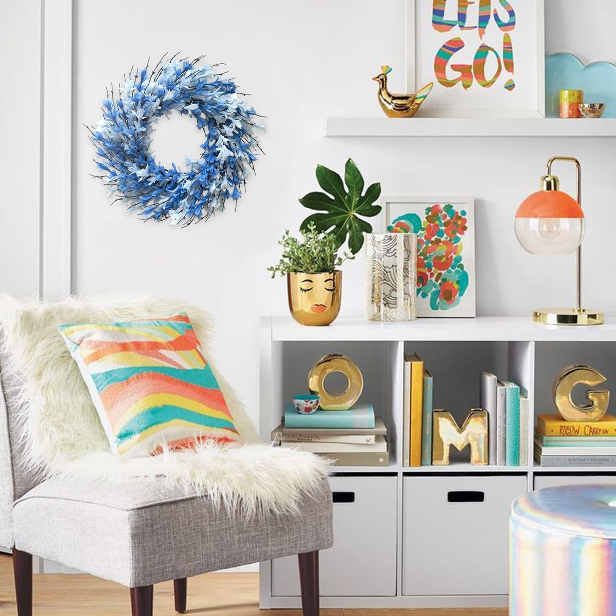 Bibelot farmhouse decor wreath brightens living spaces with seasonal color