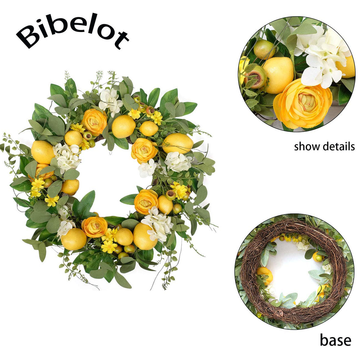 Bibelot wreath highlights green leaves and berries for spring charm indoors.