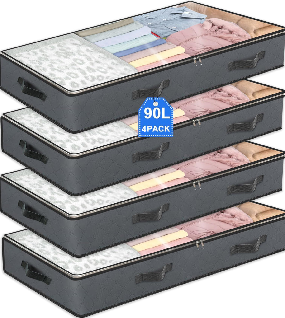 BiCINE 90L under bed storage with reinforced handles keeps bulky items easy to pull out.