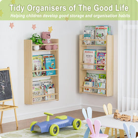 Bidami nursery wall shelf blends with decor and keeps essentials organized.