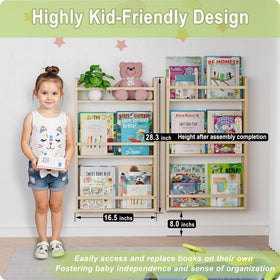 Bidami 3-tier wall shelf close-up shows rounded safety corners for children.