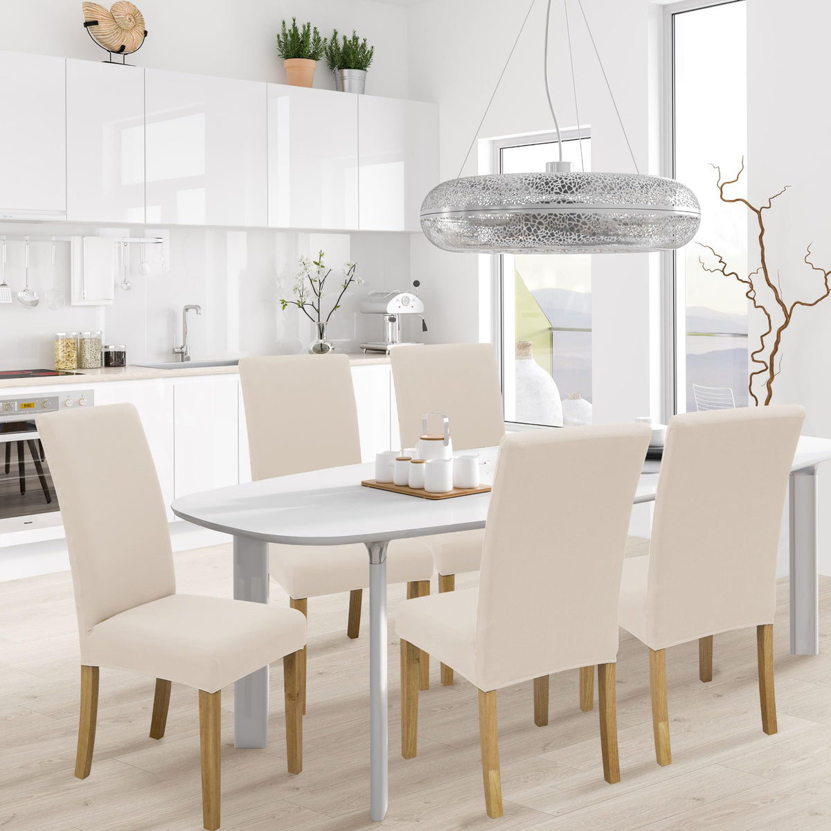 BIETYONE jacquard-style cover adds a decorative touch while protecting chairs.