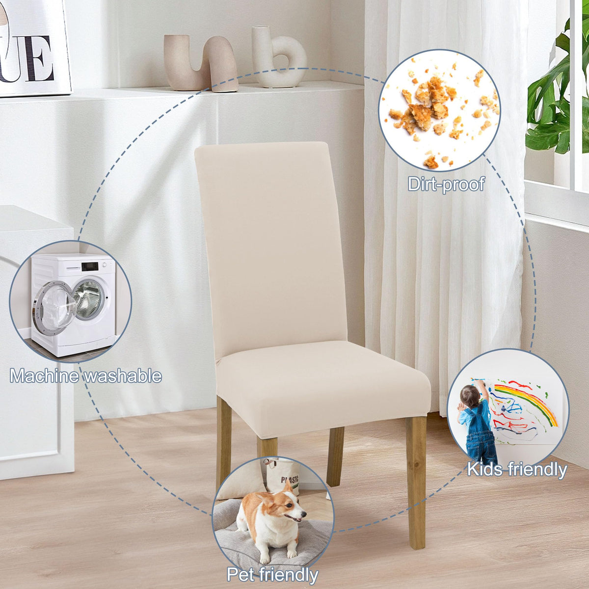 BIETYONE machine-washable slipcover simplifies cleaning after gatherings.